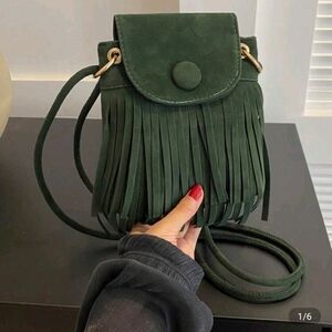Green Fringe Crossbody Bag
